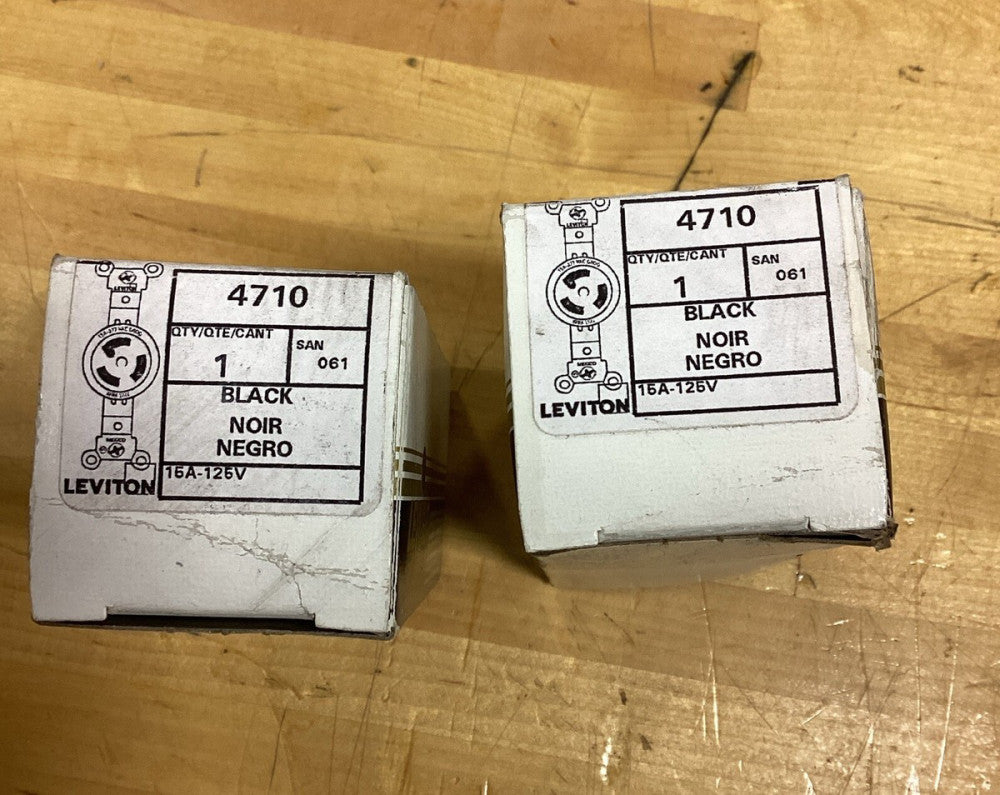 Leviton 4710 Black Wall Receptacle, 15 Amp 125 Volt, Lot Of 2
