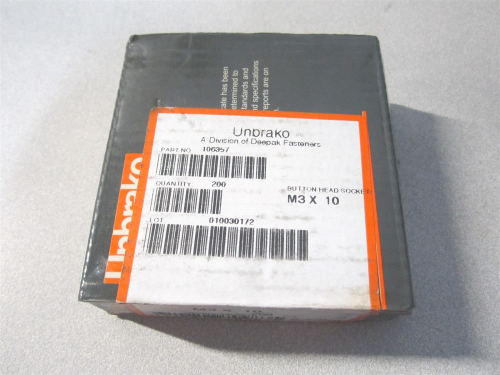 Unbrako (10657) M3x0.5 Alloy Steel Black Oxide Button Socket Cap Screw - Qty 200