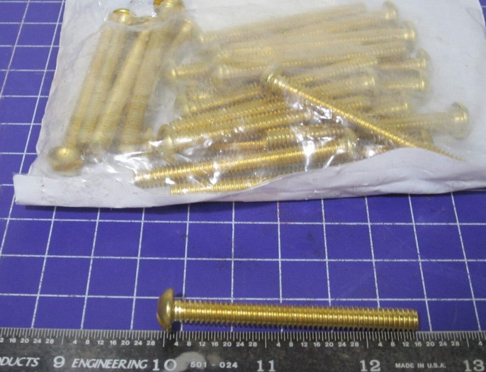 Solid Brass SlottedRound Head Machine Screws 1/4-20 UNC x 2-1/2" Long Pack of 25
