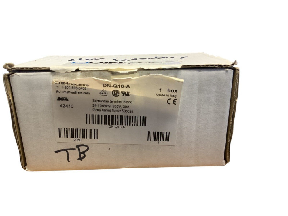 AUTOMATION DIRECT DN-Q10-A SCREWLESS TERMINAL BLOCK, ACCEPTS WIRESIZE 10-24 AWG