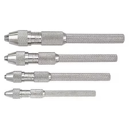 Starrett S162z Pin Vise Set,0-0.187 In,Nickel,4 Pc