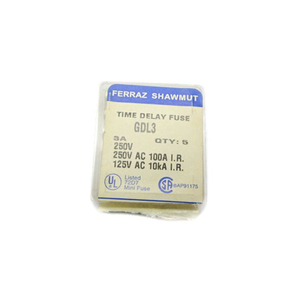 FERRAZ SHAWMUT GDL3 250VAC 3A (PKG OF 5) NSFS