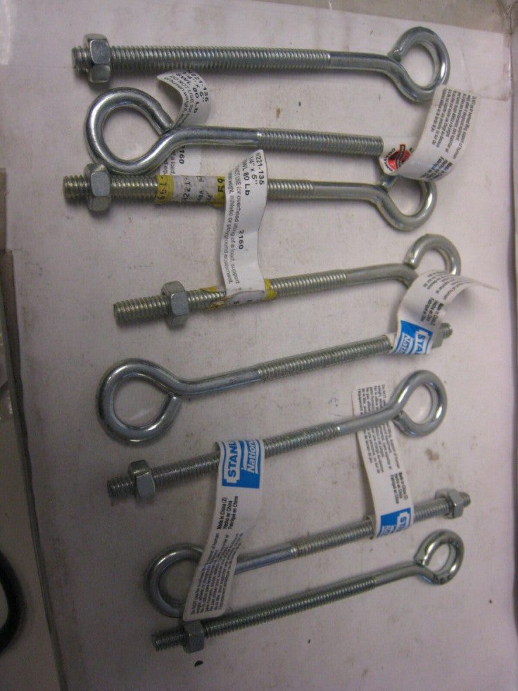 8 yes 8  - National N221-135 - 2160 Eye Bolt in Zinc, 1/4" x 5" WITH NUTS 