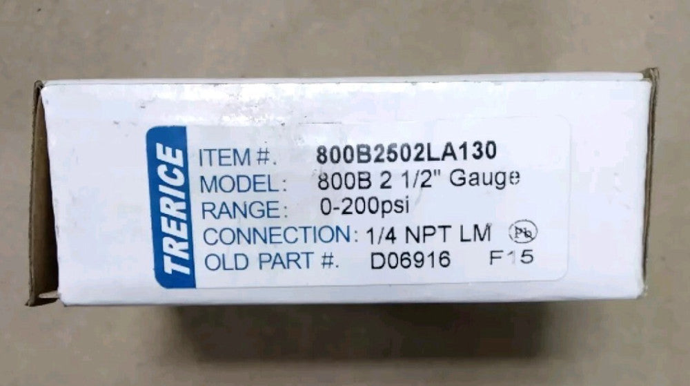 Trerice 800B2502LA130 Utility Gauge, 2.5" dial, 0 to 200 psi, 1/4" NPT F73