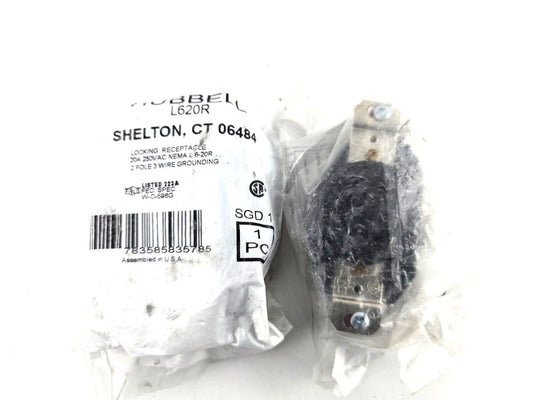 2pcs Hubbell L620R Locking Receptacle 20A 250V 2 Pole 3 Wire Nema L 6-20R