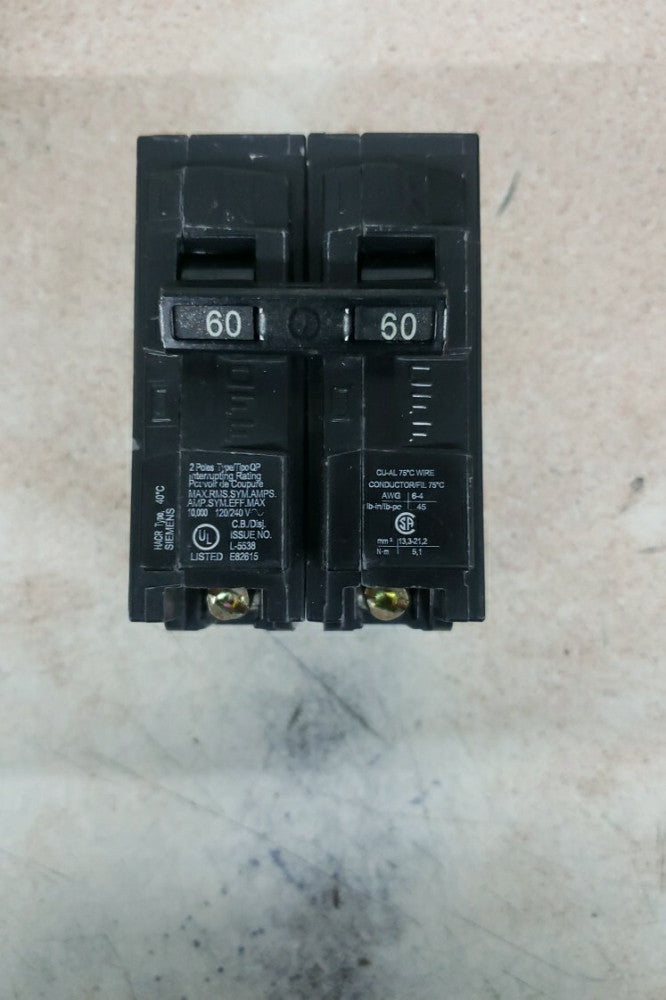 NEW OLD STOCK Siemens QP260 2P 60A 120/240V Breaker