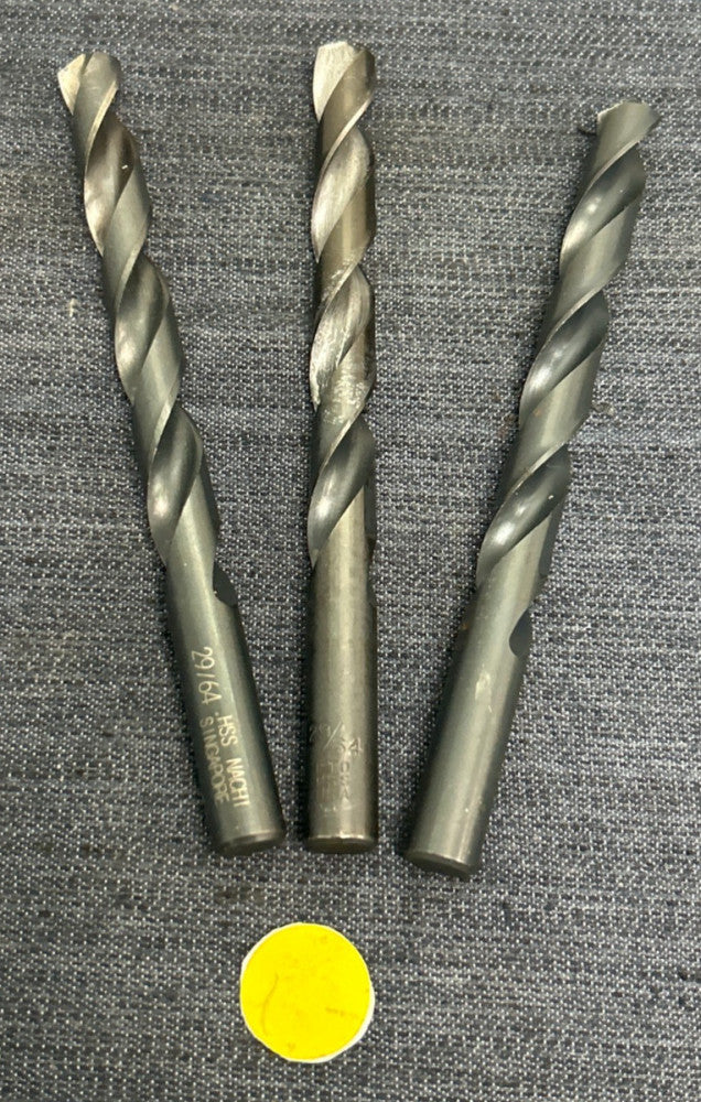 ASSORTED BRANDS HSS 2 FLUTE DRILL BIT  29/64" CUT DIAMETER   LOT OF 3