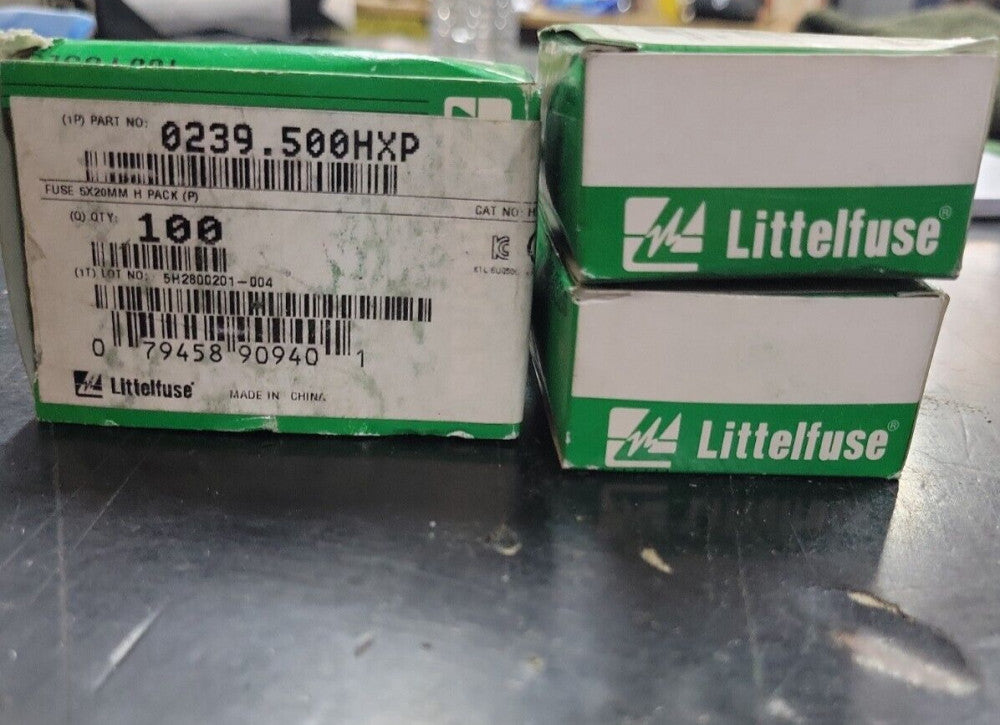 1 NEW BOX Littelfuse 0239.500HXP (100 Count) Cartridge Fuses 250V .5A Slo-Blow