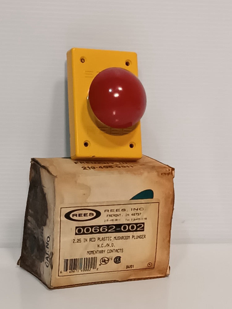 Rees 00662-002 Red Plastic Mushroom Plunger Safety Push Button Switch 2.25 in