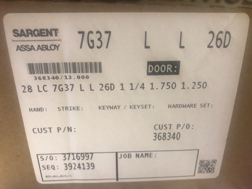 SARGENT ASSA  ABLOY 7G37  Classroom Lock 26D 1-1/4 1.750 1.250 LC L 28