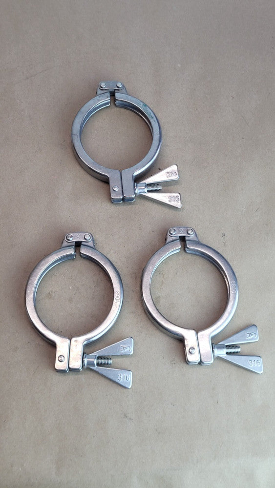 Lot of 3 CA 316 Stainless Steel Tri Clamps Sanitary Clamps 3-1/2"