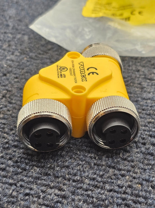 ( QTY 2 ) TURCK XSH-RSM-2RKM46 / S3034 : H SPLITTER 4-PIN TEE CONNECTOR FITTING