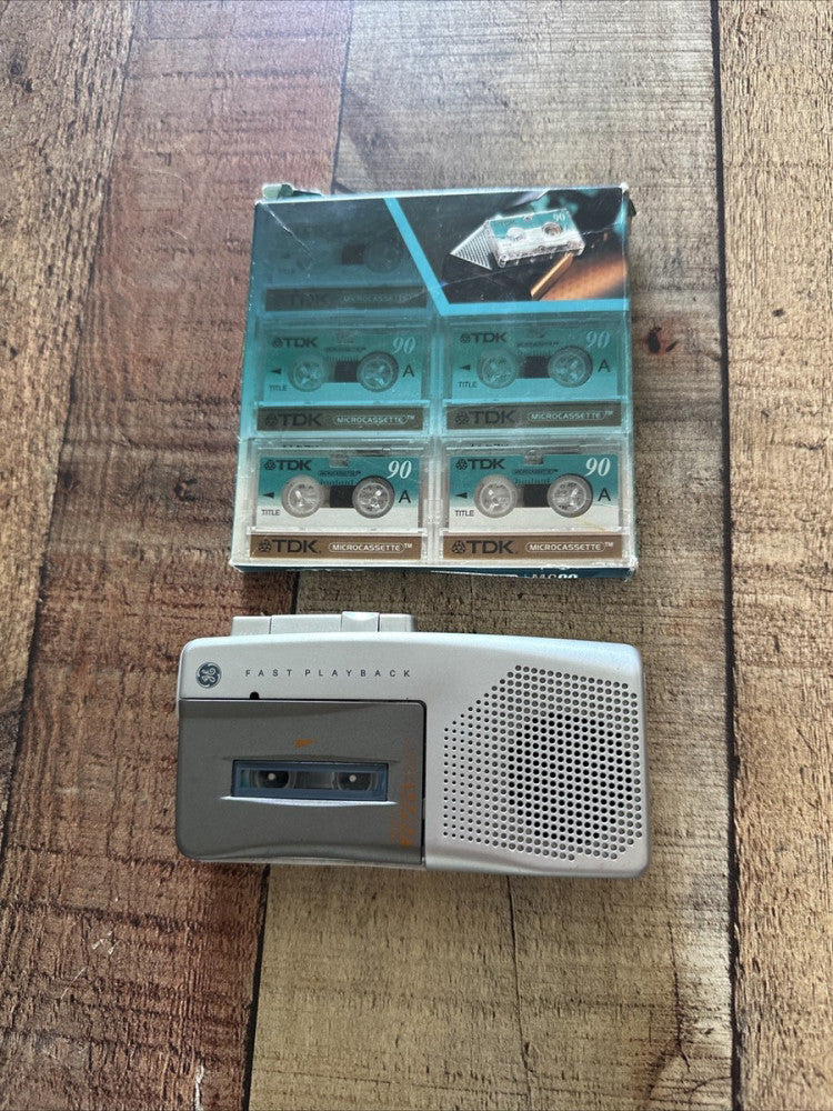 GE 3-5377A AVR Micro Cassette Recorder With 7 MC90 Tapes TESTED