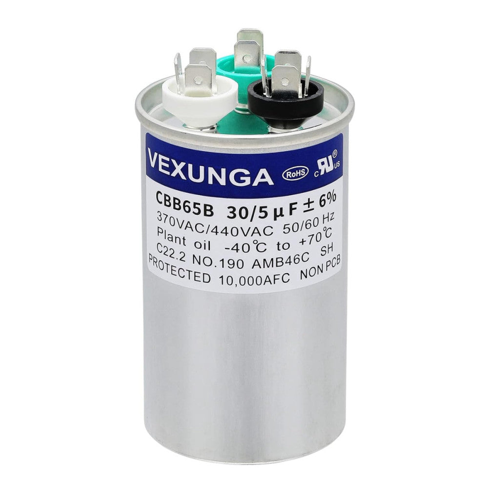 30/5 Uf 30+5 MFD 370VAC or 440VAC Dual Run Start round A/C Capacitor CBB65 CBB65