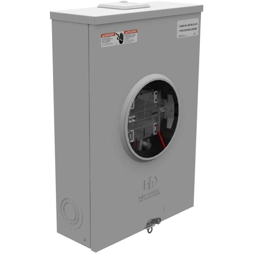 Milbank U3042-XL-QG-BLG-LIS 1 Phase Ringless Meter Socket Base 200 AMP -NEW-