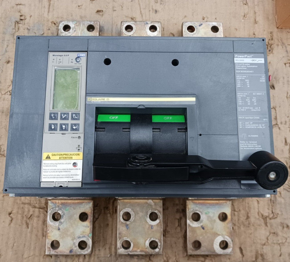SQUARE D RGF36200U63AE1 2000 AMP CIRCUIT BREAKER 3 POLE 600 VAC MICROLOGIX 5.0 P