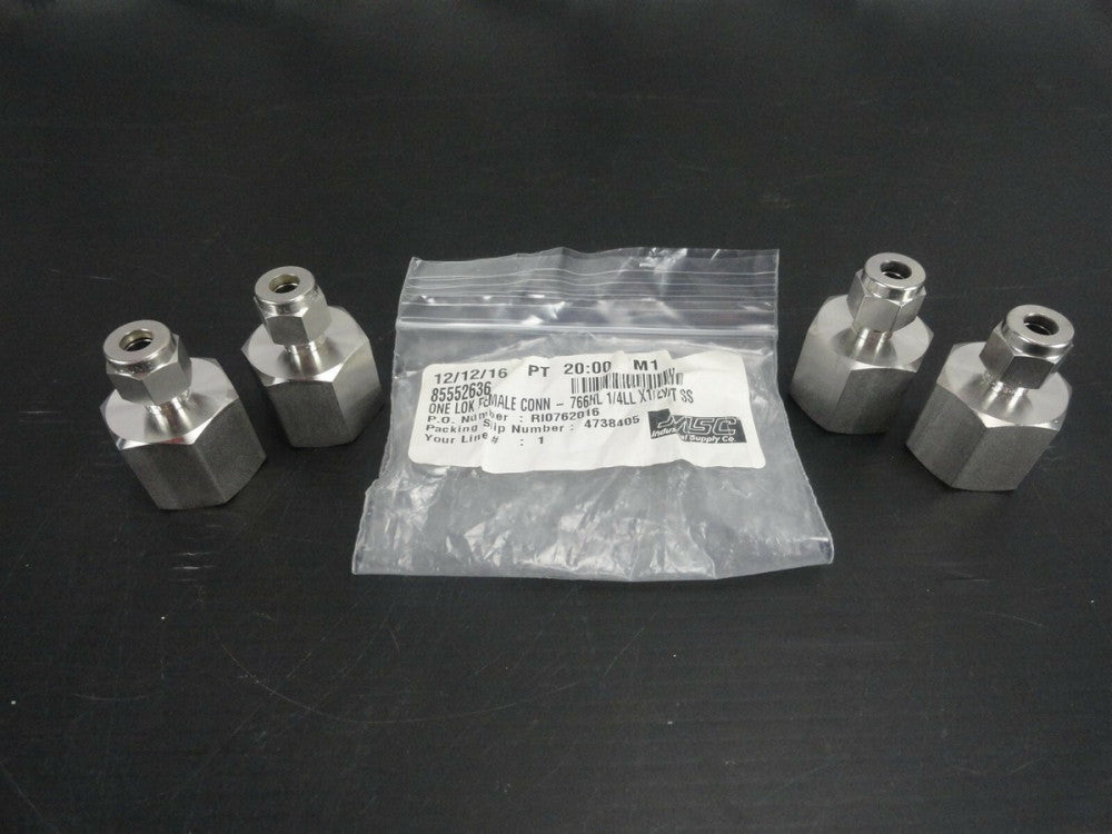 (Lot of 4) HAM-LET 766 HL Straight - 1/4" LL NPT x 1/2" Female NPT SS 316 (NEW)