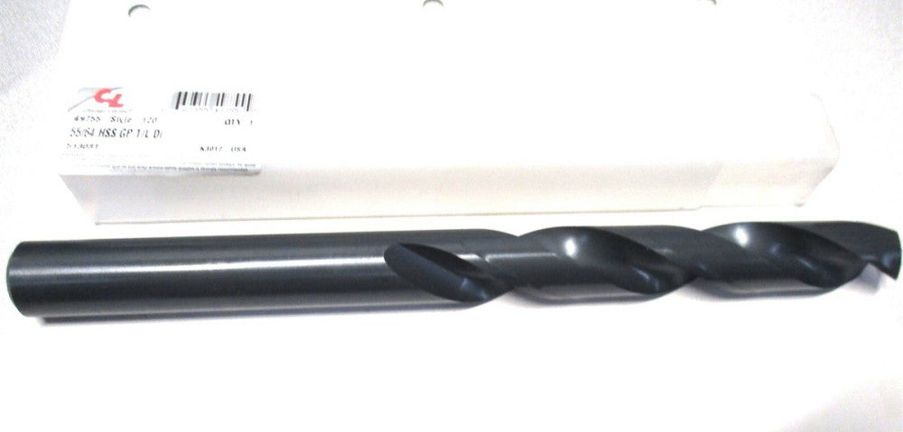 Chicago-Latrobe (49755) 55/64 10" OAL 118° 4xD RH HSS Taper Length Drill Bit