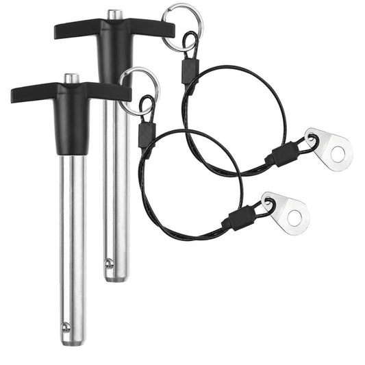 2 Pack 12x70mm T Handle Quick Release Pin Stainless Steel Ball Lock Lanyard