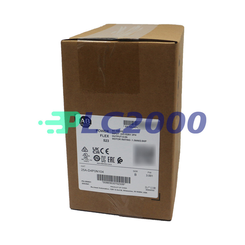Allen Bradley Factory New Sealed 25A-D4P0N104 PowerFlex 523 1.5kW (2Hp) AC Drive