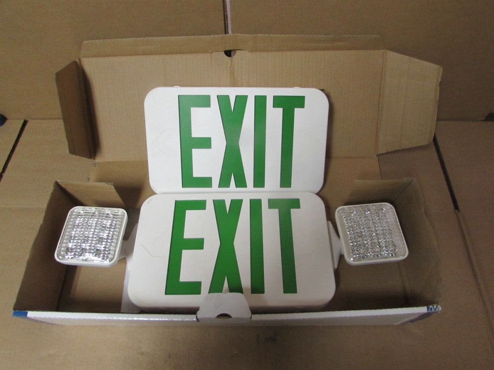 LFI GREEN, COMBOG2, EXIT SIGN EMERGENCY LIGHT COMBO, NEW, MAKE OFFER!!