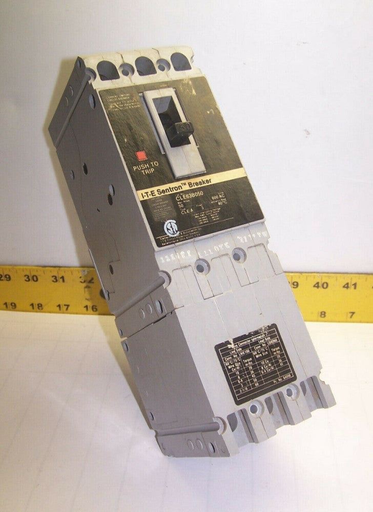 SIEMENS ITE 50 AMP CIRCUIT BREAKER 600 VAC 3 POLE  CLE63B050