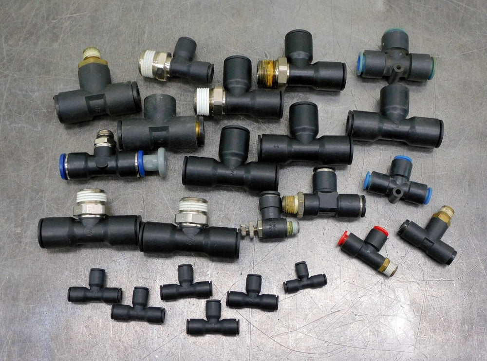 Lot of Twenty-Three Parker Nylon Push-to-Connect & Threaded Connecting Tee Mixed