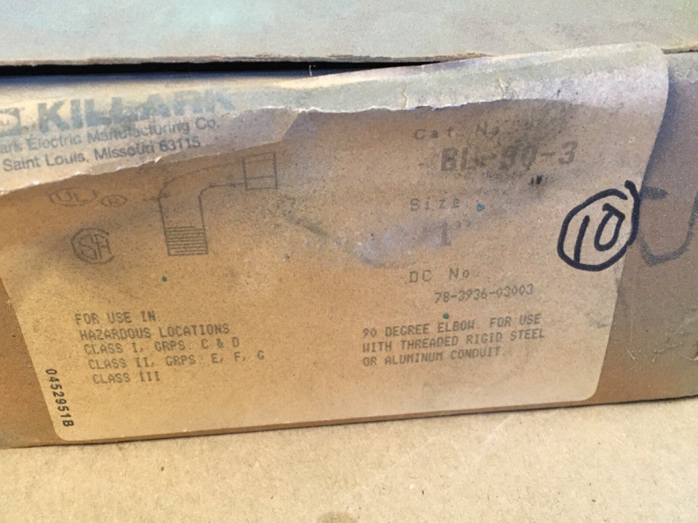 KILLARK BL-90-3, 1", Powder Coated, Aluminum, 90° Male, Female Elbow *BOX OF 10*