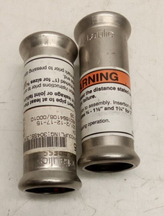 Victaulic 3/4" Vic-Press Stainless Straight Connector (Lot Of 2)