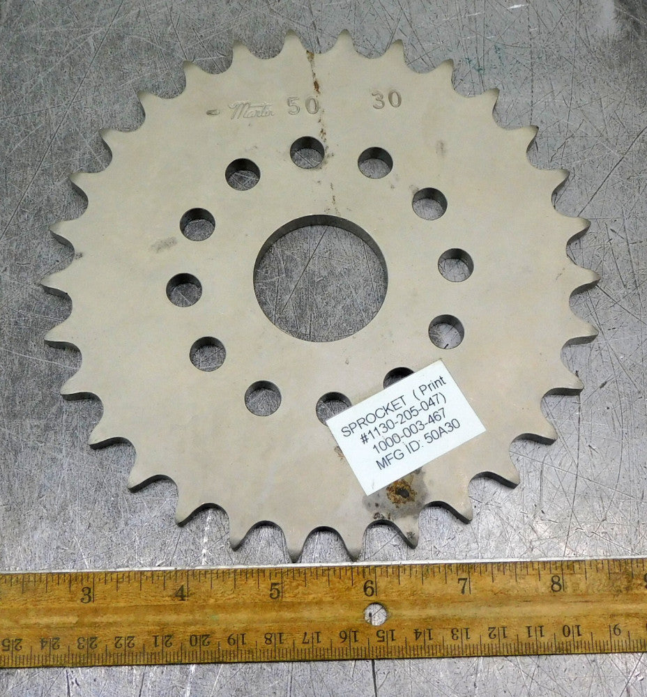 Martin 50A30 A-Plate Roller Chain Sprocket #50 30 Teeth 1-1/2" Bore