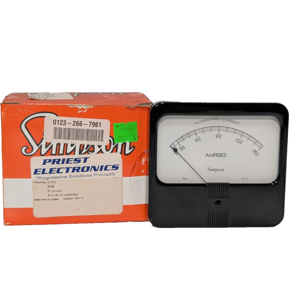 Simpson Electric Co 01410 Panel Mount Electrical Meter, 0-150 Amperes AC Ammeter