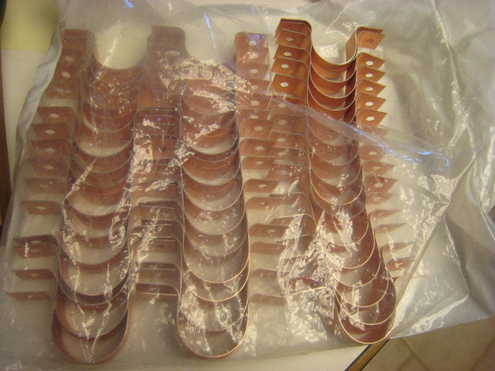 47 GENE RICH 1566   1" CWT Copper plated Pipe Tube Straps w 2 Holes