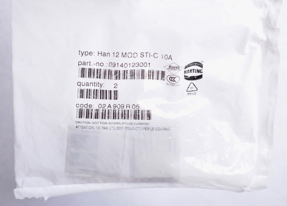 2 Count HAN Harting Rectangular Module Plugs 12-Way Crimp 09140123001