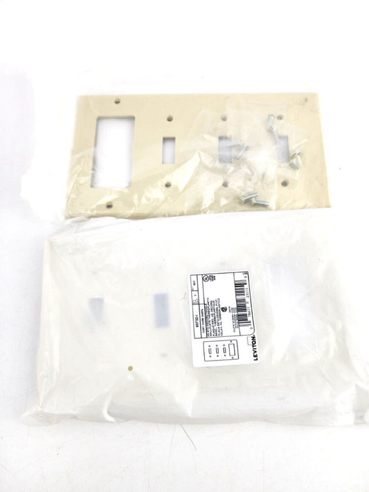 2pcs Leviton 4-Gang Wallplate 3-Toggle 1 Decora GFCI 80732-I 80732I Ivory Color