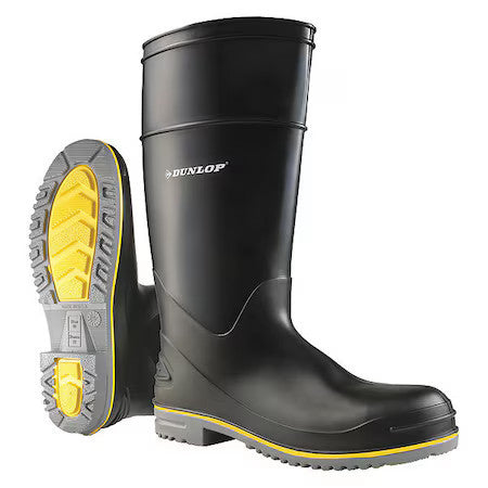 Dunlop 8990800 Men's Polyflex Rubber Boot, Steel Toe, 15" Height, Black, 11