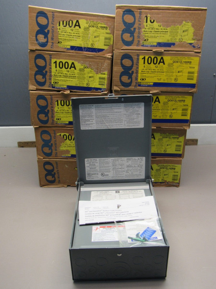 10QTY SQUARE D QO612L100RB LOAD CENTER, 100A LUG 1Ph, 6 SPACES 12 CIRCUITS! NIB!