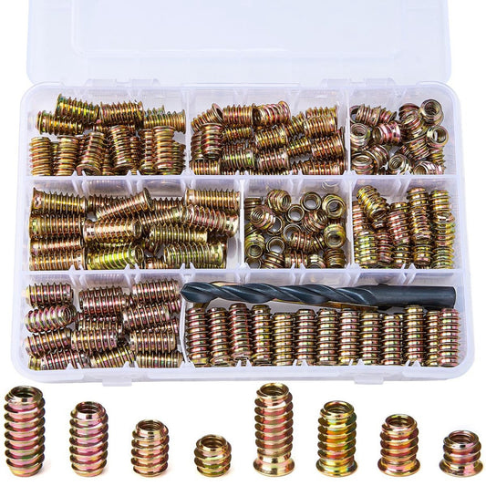 200 Pcs 1/4 "- 20 Wood Bolt Inserts Metal Nut Inserts - Hex Socket Drive Metr...