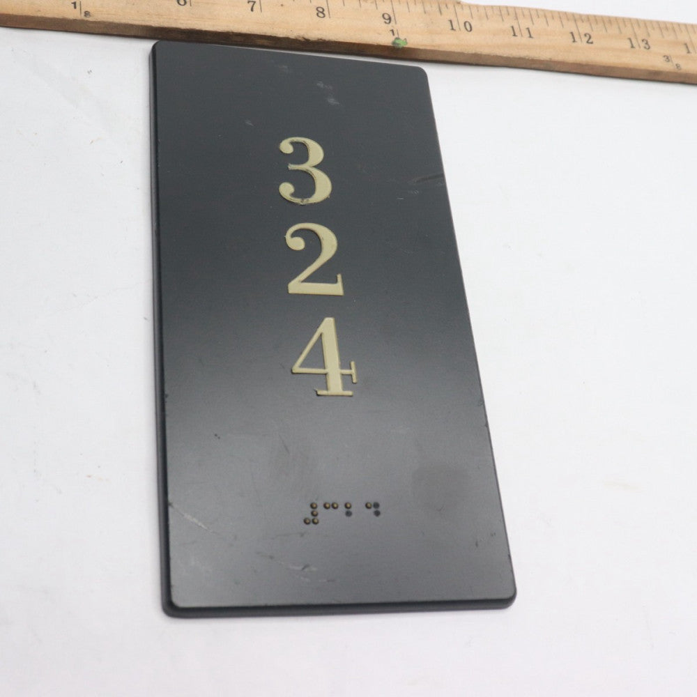 Room Number Sign w/ Symbol 324 4" x 8" - Damaged