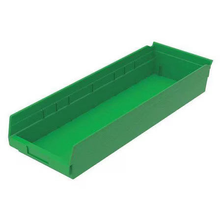 Akro-Mils 30184Green Shelf Storage Bin, Plastic, Green, 4 In H, 8 3/8 In W, 23