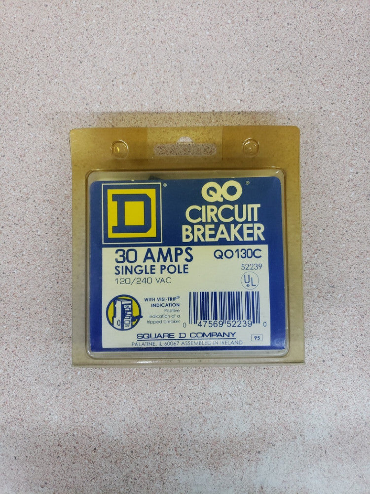 NEW SQUARE D QO130C QO130 CIRCUIT BREAKER 30 AMP 240V 1 POLE OLD STOCK