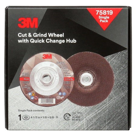 3M 75819 Abrasive Cut-Off Wheel, Type 27, 4 1/2 In Dia, 0.125 In Thick, 5/8"-11