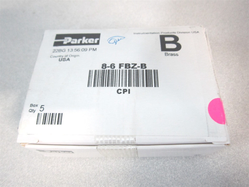 Parker (8-6 FBZ-B) 1/2" Tube OD, Brass Compression x MNPT Connector - Qty 5