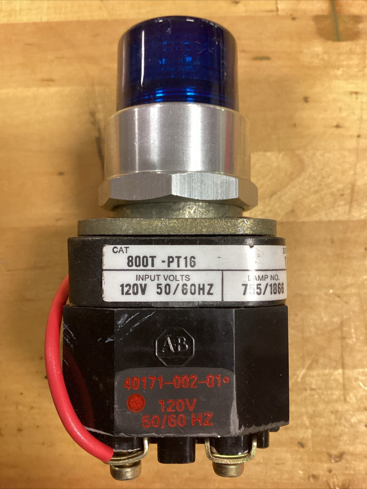 Allen Bradley 800T-PT16 Ser T Blue Push To Test Pilot Light
