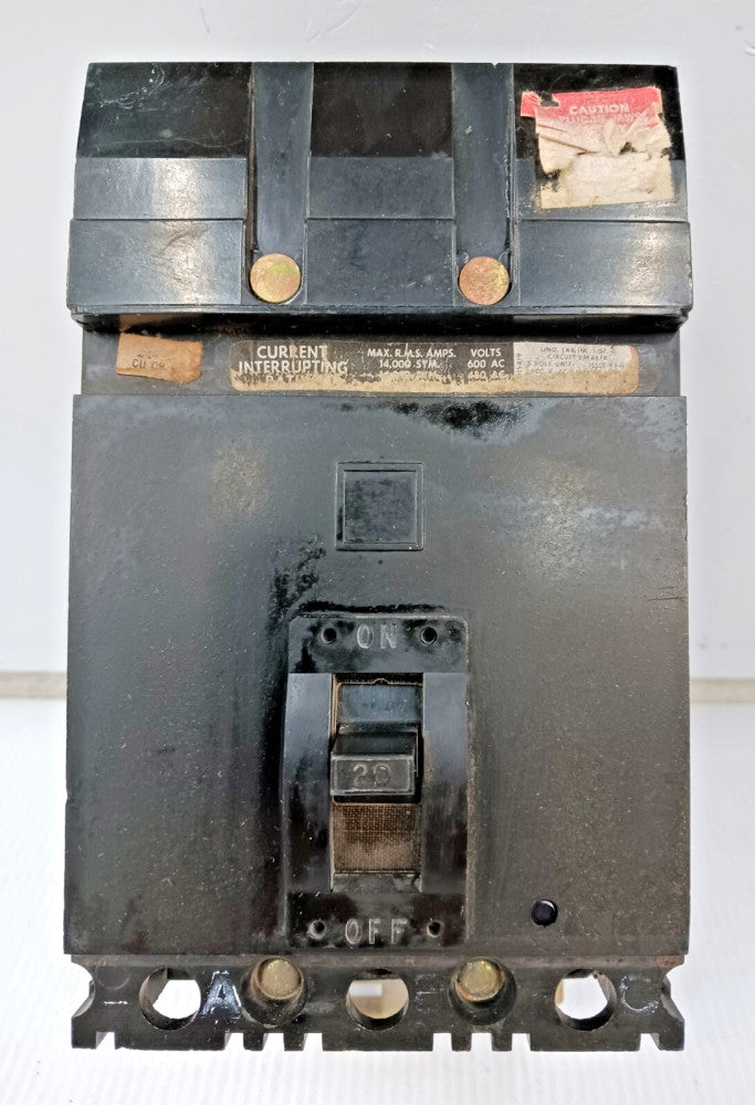 SQUARE D 20 AMP CIRCUIT BREAKER 3 POLE 600 VAC FA-36020 (FLAW)