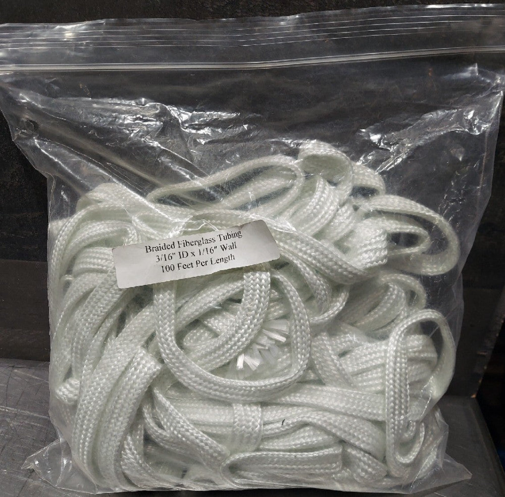Braided Fiberglass Tubing 1/16" Wall x 3/16" ID - 100 Ft. 