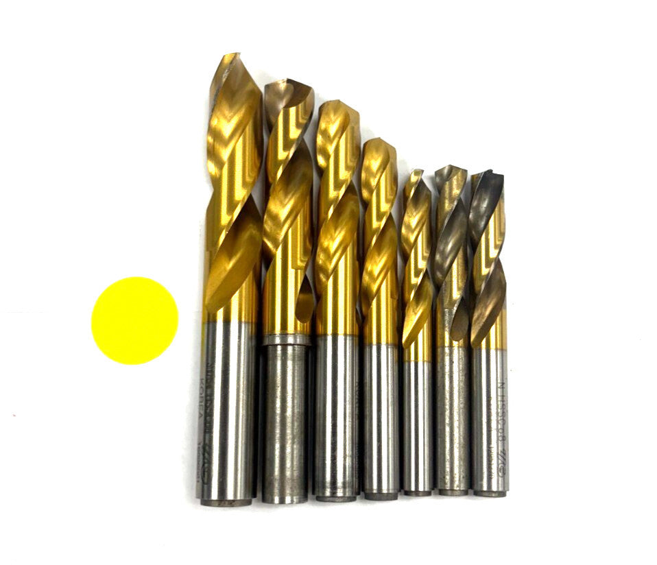 ASSTORTED SIZES OF YG-1 KOREA SPIRAL CARBIDE DRILL BITS LOT OF 7