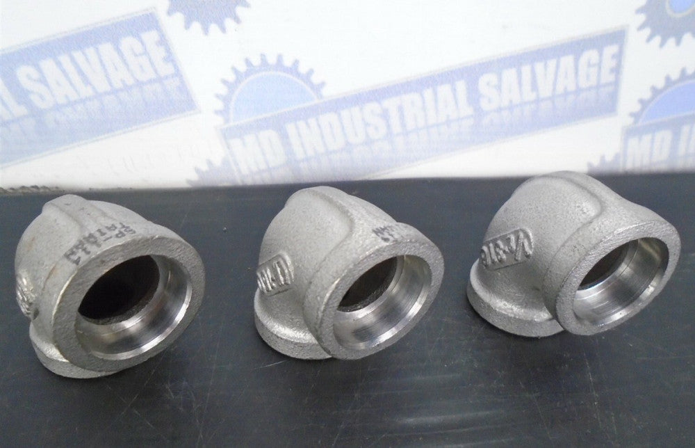 (Lot of 3) - 316 Stainless 90° Elbows 1/2" x 1/2" Socket Weld, 150 (NEW)