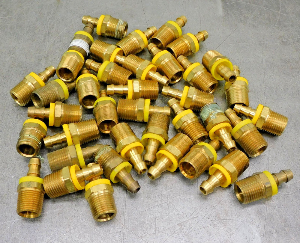 Brass Hose Barb Adapter 1/2" NPT x 1/4" Hose Barb DIA Lot of Thirty-Eight (38)