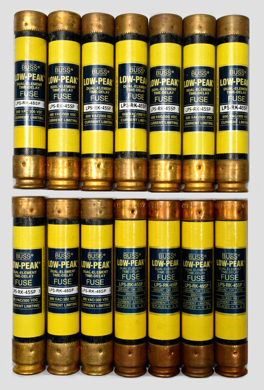 [Lot of 14] Cooper Bussmann LPS-RK-45SP Low-Peak Time Delay RK1 Fuse 600VAC, 45A