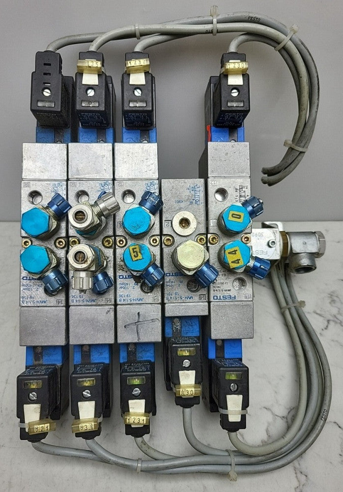 Festo PAL-1/4-6B Terminal Block W/ Festo JMVH-5-1/4B Solenoid Valves
